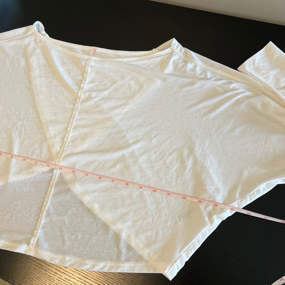 FP Movement Free People White Crossover Back Sheer Cropped Long Sleeve Top S - Picture 9 of 10